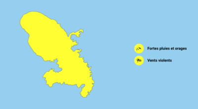 Fortes pluies, orages et vents violents : la Martinique est en vigilance jaune 