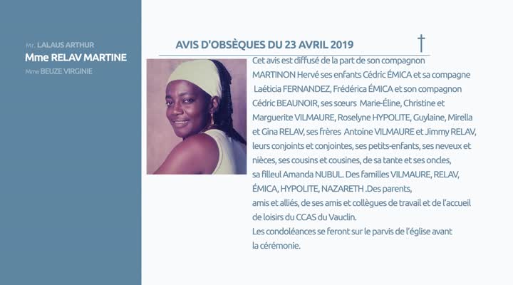 AVIS D'OBSEQUES 23 AVRIL 2019
