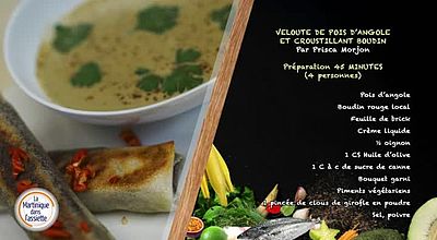 La Martinique dans l'assiette - Velouté de pois d’angole et croustillant de boudin rouge