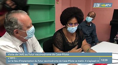 Visite de l'ARS au futur vaccinodrome à Case-Pilote